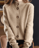 Elisa | Damen Strickjacke Locker mit Knöpfen in Khaki