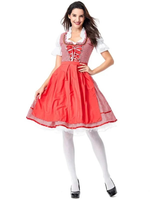 Elvira | Damen Rotes Oktoberfest Dirndl mit Schürze in Rot