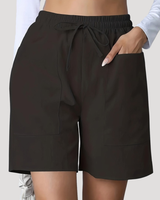 Emilia | Damen Entspannte Shorts mit Kordelzug in Schwarz