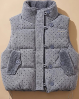 Emmi | Damen Punkt weste mit Fleece und Knöpfen in Grau
