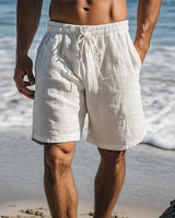 Ennio | Herren Strandhose Shorts mit Kordelzug in Weiß