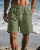 Ennio | Herren Strandhose Shorts mit Kordelzug in Dunkelgrün