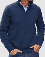 Erasmus | Herren Half-Zip Pullover Langarm Strickpullover in Marineblau