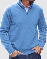 Erasmus | Herren Half-Zip Pullover Langarm Strickpullover in Blau