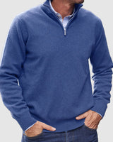 Erasmus | Herren Half-Zip Pullover Langarm Strickpullover in Dunkelblau