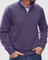 Erasmus | Herren Half-Zip Pullover Langarm Strickpullover in Dunkellila
