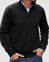 Erasmus | Herren Half-Zip Pullover Langarm Strickpullover in Schwarz