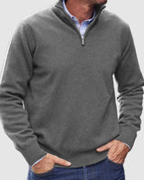 Erasmus | Herren Half-Zip Pullover Langarm Strickpullover in Grau