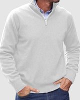 Erasmus | Herren Half-Zip Pullover Langarm Strickpullover in Weiß