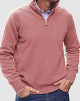 Erasmus | Herren Half-Zip Pullover Langarm Strickpullover in Rosa