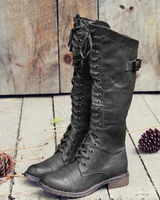Estella | Damen Hohe Stiefel mit Schnalle, Reißverschluss und Dicker Sohle in Schwarz