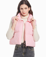 Esther | Damen Kurze Steppweste Bodywarmer mit Stehkragen und Zwei Wege Reißverschluss in Rosa