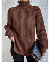 Esther | Damen Rollkragenpullover mit Strickmuster, Oversized Stil und Weitem Schnitt in Bernstein