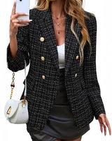 Estrid | Damen Zweireihiger Blazer mit Reverskragen in Schwarz