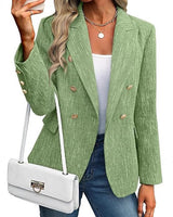 Estrid | Damen Zweireihiger Blazer mit Reverskragen in Grasgrün