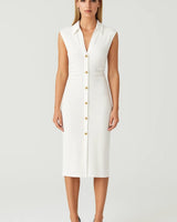 Etuikleid Damen Midi Elegant Ärmellos in Weiß