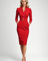 Etuikleid Damen Midi Elegant in Rot