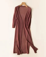 Eulalia | Damen Lange Strickjacke in Kaffee