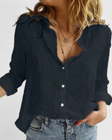 Evelina | Damen Blumendruck V-Ausschnitt Langarm Bluse in Schwarz