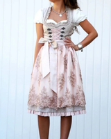 Evelina | Damen Oktoberfest Trachtenkleid Mit Hüft Schleife Und Rock Akzent in Rosa