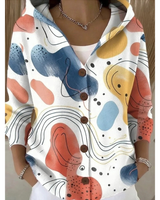 Eveline | Damen Strickjacke mit Kapuze, Knöpfen und Blumen Design in Beige