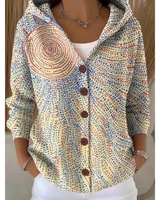 Eveline | Damen Strickjacke mit Kapuze, Knöpfen und Blumen Design in Hellgelb