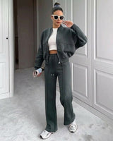 Naomi™ Premium-Sweatshirt-Set mit Zip-Jacke in Dunkelgrau