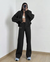 Naomi™ Premium-Sweatshirt-Set mit Zip-Jacke in Schwarz
