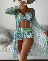 Ida | 3-teiliges Bikini-Set mit Print in Grün