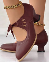 Zydrune - Vintage Leder Pumps Mit Hohem Absatz in Rot