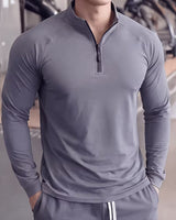 Zerdan – Langarm-Sweatshirt Mit Halbem Reißverschluss in Grau