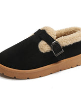 Damen-Winterclogs aus Wildleder mit verstellbarer Schnalle - Linnea in Schwarz