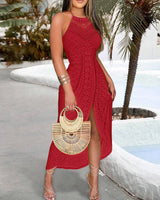 Danica - Neckholder-Spitzenkleid in Rot