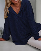 Jessia – Langärmliges Kapuzenshirt in Marineblau