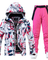 Wasser- und winddichter Unisex-Skianzug - Nivor in Rot mit Rosa
