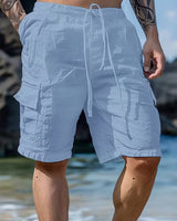 Raekwon – Leinen-Shorts Mit Elastischem Bund Und Kordelzug in Blau