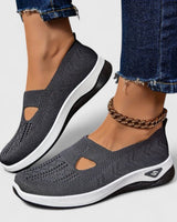 Regine | Damen Slip-On Atmungsaktive Mesh-Walking-Sneaker in Grau