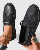 Julia | Damen Frühlings Klassische Schnürsneaker in Schwarz