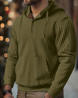 Karlis - Winter Kapuzen Pullover in Armeegrün