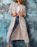Damenmantel aus gestrickter  -ROWOHT in Beige