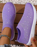 Elizaa – Bequemer Turnschuh Mit Strasssteinen in Purple