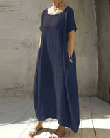 Anuradhi - Lässiges Langes Kleid Mit Weiten Ärmeln in Marineblau