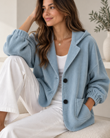 Nalina – Übergröße-Kapuzen Jacke Aus Cord in Blau