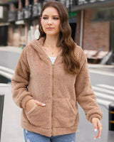 Damen-Fleecejacke mit Reißverschluss - Nayara in Beige