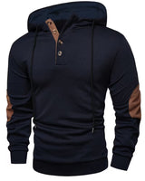 Alejandro – Strukturiertes Kapuzensweatshirt mit Kontrastfarbenen Ellbogenpatches in Blau