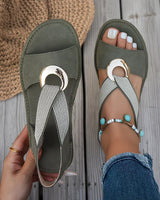 Skylar | Flache Sandalen mit Metall-Schnalle in Grün