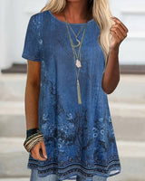 Abhishani - T-Shirt Mit Blumenmuster Und Lockerer Passform in Blau