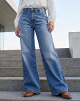Retro Hochtaillierte Weite Jeans für Damen in Blau