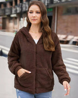 Damen-Fleecejacke mit Reißverschluss - Nayara in Dunkelbraun