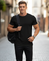 Fabian | Herren Rundhals T-Shirt Slim Fit Kurzarm in Schwarz
